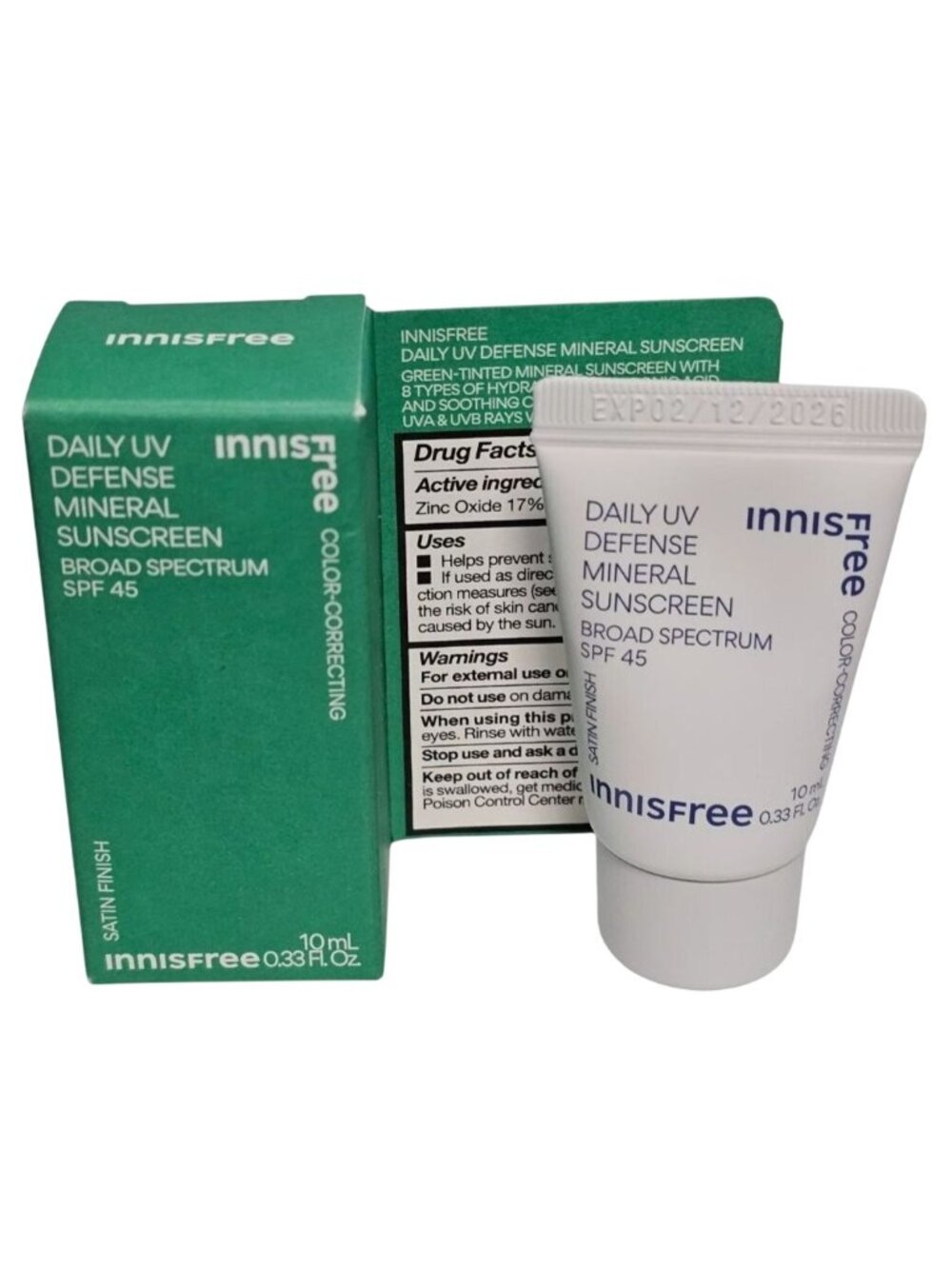 Innisfree Daily UV Defense Sunscreen Broad Spectrum SPF 45 Color Correcting 10mL